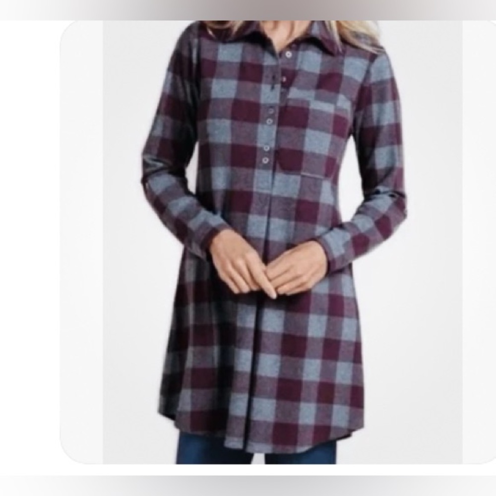 Women’s‎ Soft Surroundings Mad About Plaid Flannel Tunic Top Size XSP Cabin Core